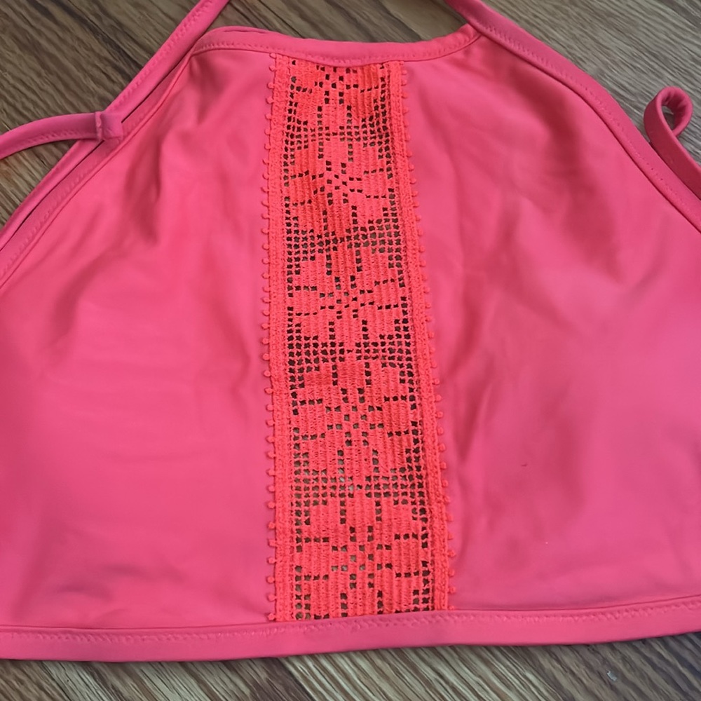 Aerie Swim High Neck/ Halter Embroidered Bikini Top